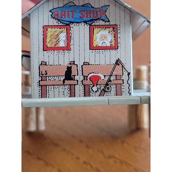 Hallmark Cards 2000 Bait Shop w/ Boat Nostalgic Metal Holiday Christmas Ornament - Picture 10 of 14